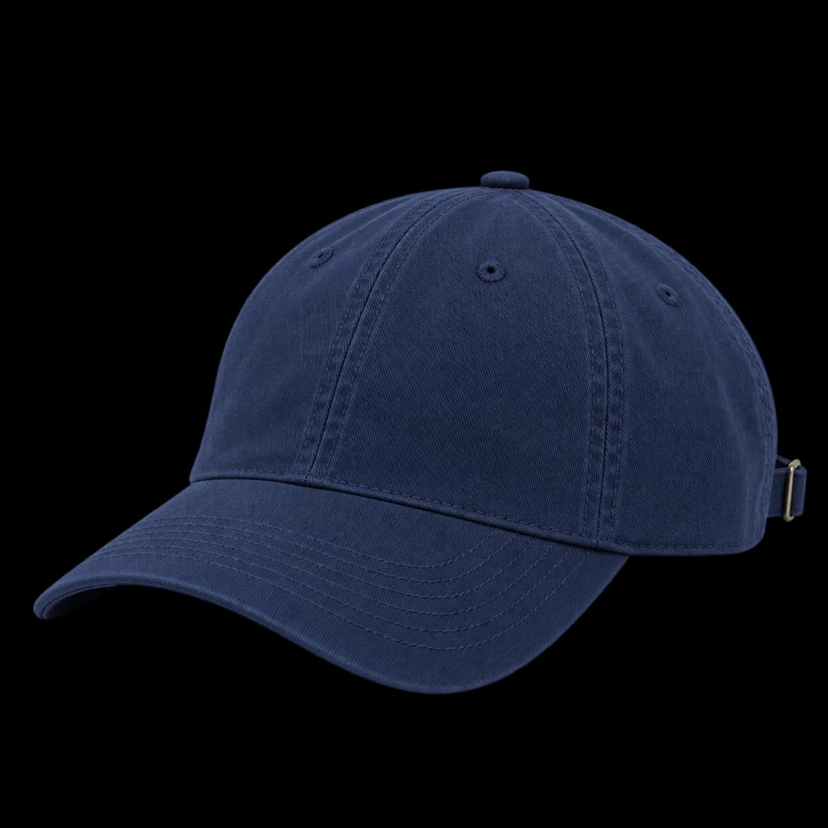 Isolated navy cotton baseball cap with curved brim